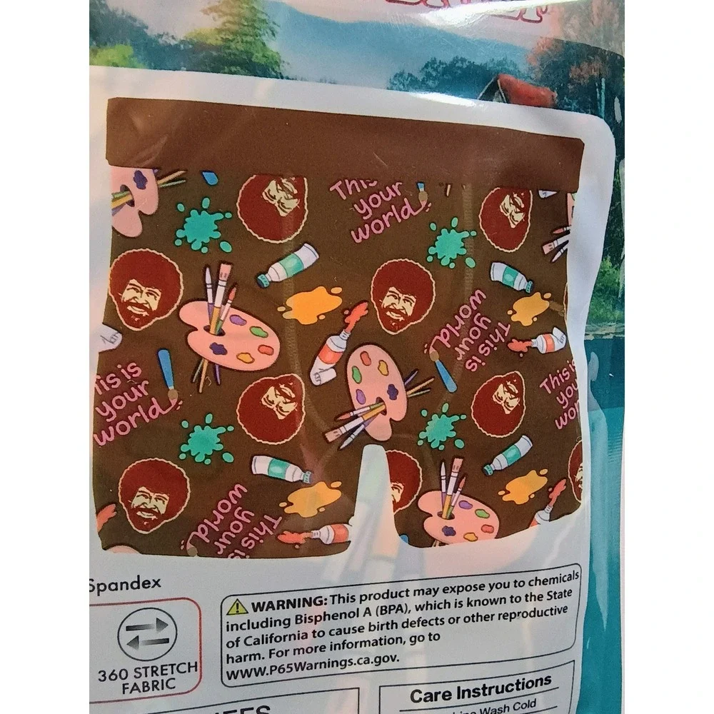 Bob‎ Ross Joy of Painting 1 Pair Mens Boxer Briefs L 36-38 